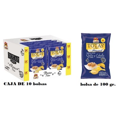 PATATA QUESO CEBOLLA TOSFRIT caja con 10 uds de 100 gr
