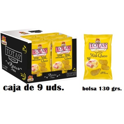 PATATAS sabor YORK y QUESO bolsa 130grs. caja de 9 bolsas