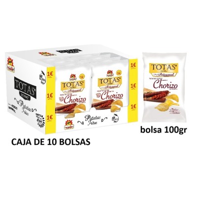 Patatas Tosfrit Chorizo de Pueblo bolsa 100 grs caja 10 uds.