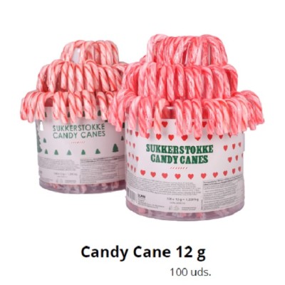 BASTONES ROJOS CANDY 12 grs de 100 uds