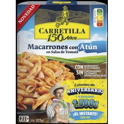 MACARRONES CON ATUN Carretilla caja de 10 platos