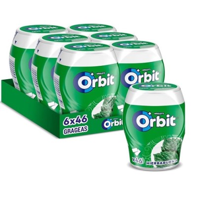 Botes de chicles Orbit Hierbabuena 6 botes con 46 grageas