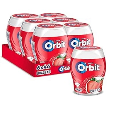 Botes de chicles Orbit sabor fresa 6 uds con 46 grageas