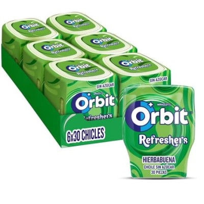 Cubos chicles Orbit Refresh Hierbabuena 6 uds