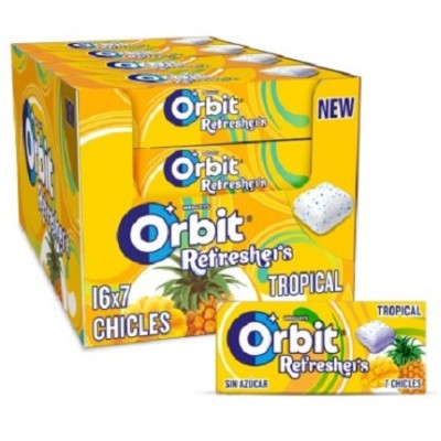 Chicles Orbit Refresh Tropical 16 uds
