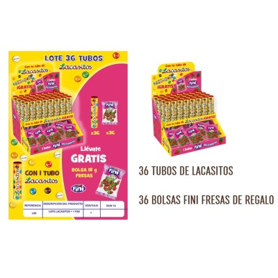 TUBO Lacasitos 36 uds con gominolas Fini de Regalo