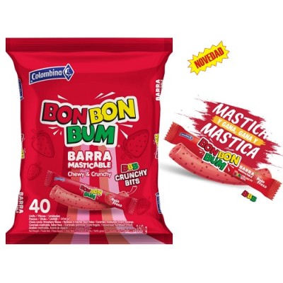 BARRA MASTICABLE Fresa Crunchy Bolsa de 40 uds