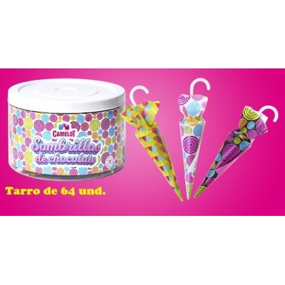 Sombrillas de chocolate CAMELOT 64 uds