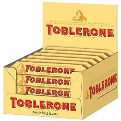 Toblerone 24 uds de 50 grs . El precio es de 1 ud.