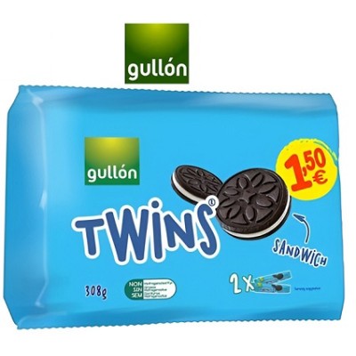 GULLON TWINS 308 gr. caja de 12 uds con pack-2 precio 1 pack