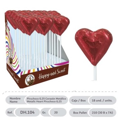 CORAZON Rojo chocolate 18 unidades, Precio de la caja