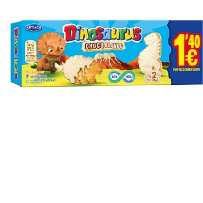 DINOSAURIOS Choco Blanco 80 grs. Artiach