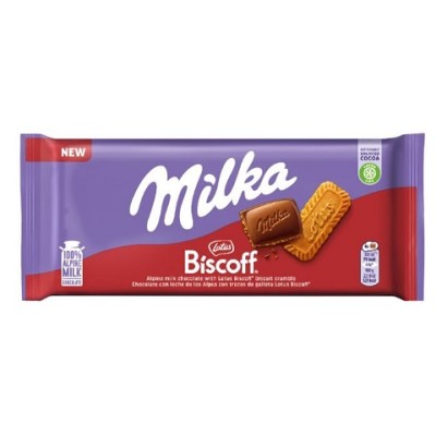 TABLETA MILKA BISCOFF 100 gr.caja de 24 unds. TABLETA MILKA BISCOFF 100 gr.caja de 24 unds.