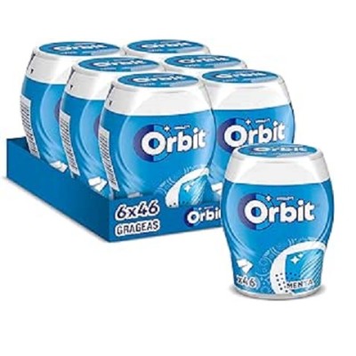 BOTE ORBIT MENTA bandeja de 6 bote de 46 grageas BOTE ORBIT MENTA bandeja de 6 bote de 46 grageas