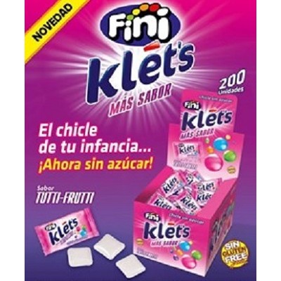 Chicle klets TUTTI-FRUTI 200 uds