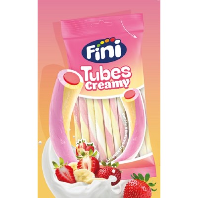 TUBES CREAMY FRESA PLATANO bolsita 80grs.caja de 12 und.